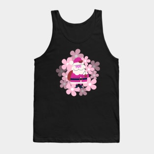 Retro vintage pink Santa Claus with vintage flower Tank Top